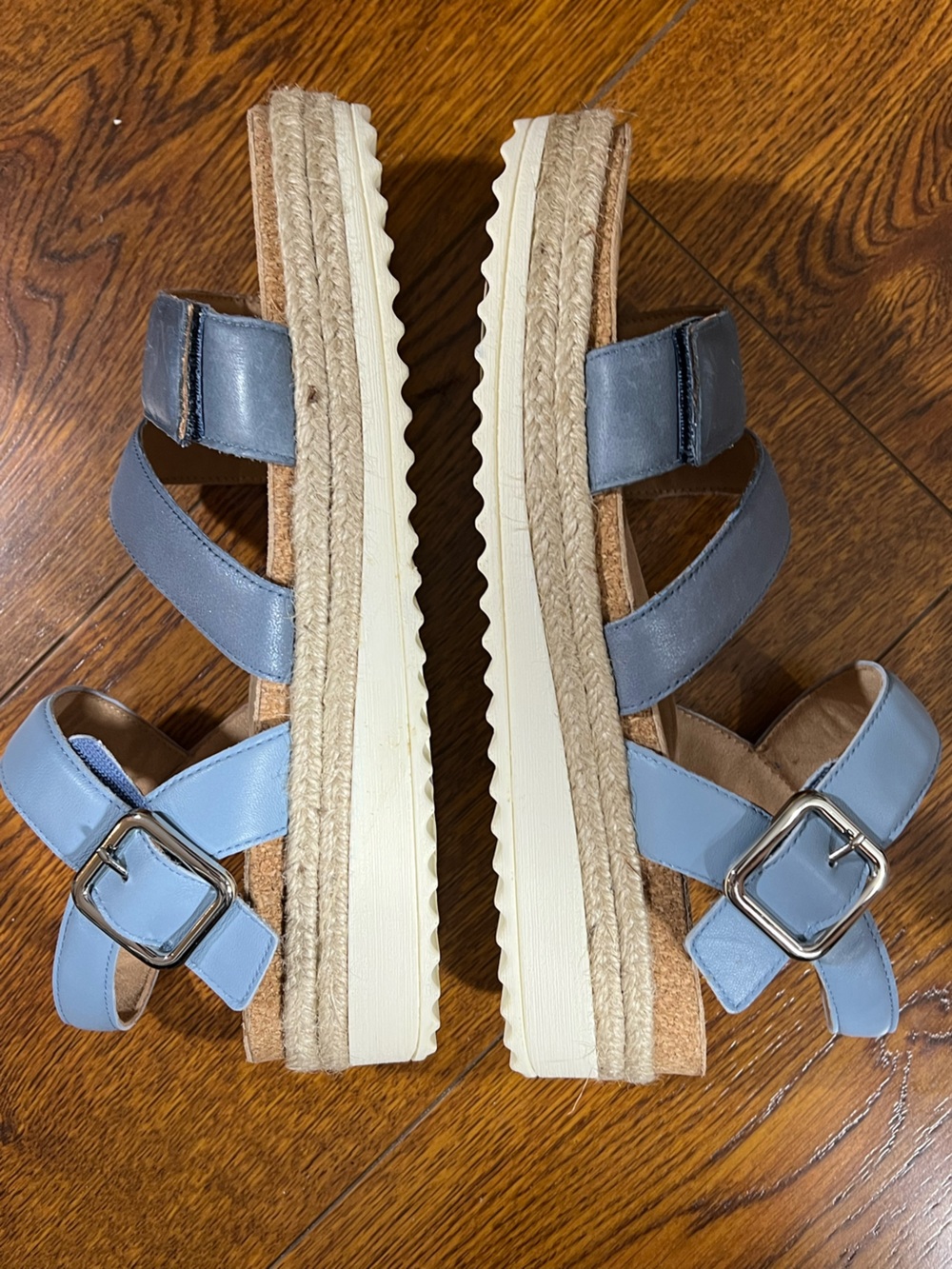 NWOB $130 Brioso Blue Leather Espadrille Platform Sandals Size 10 - Picture 2 of 8